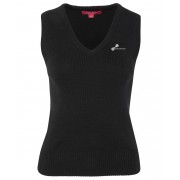 Ladies Knitted Wool Blend Vest (Black) with white logo